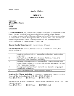 Master Syllabus ENGL 2010 Literature: Fiction - E
