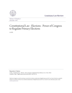 Constitutional Law - Elections - Power of Congress to Regulate