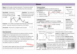 Transverse Waves The oscillations (vibrations causing the wave