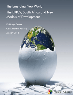 The BRICS, South Africa and New Models of Development