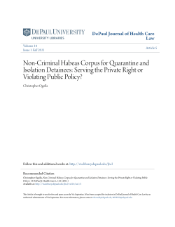 Non-Criminal Habeas Corpus for Quarantine and