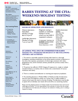 RABIES TESTING AT THE CFIA: WEEKEND/HOLIDAY TESTING