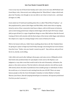 Into Your Hands I Commit My Spirit I was on my way out of Church