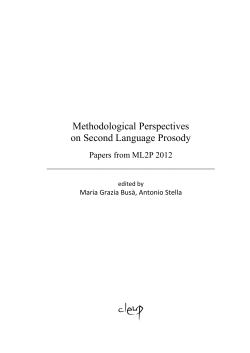 Methodological Perspectives on Second Language Prosody