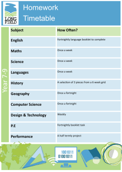 Homework Timetable Year 7-9