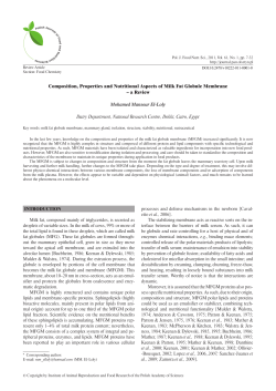 Composition, Properties and Nutritional Aspects of Milk Fat Globule