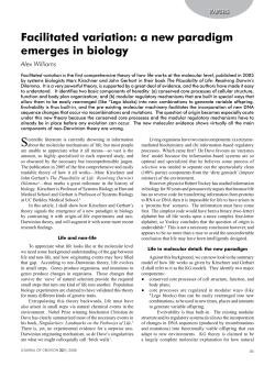 Facilitated variation: a new paradigm emerges in biology