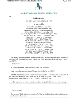administration of estates: regulations