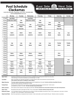 Pool Schedule Clackamas - East Side Athletic Clubs