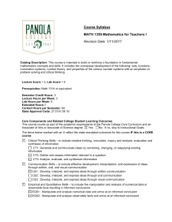 MATH 1350 - Mathematics for Teachers I