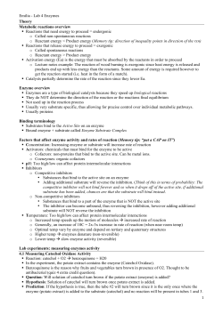 Lab 4 &ndash; Enzymes summary - Biology-Lab-1