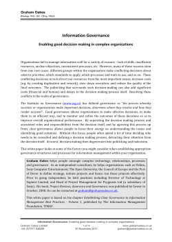 Information Governance: Enabling good decision making in