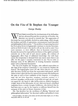 On the Vita of St Stephen the Younger