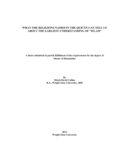 WHAT THE RELIGIONS NAMED IN THE QUR`ĀN CAN TELL US
