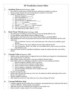 20 Vocabulary Lesson Ideas Brief