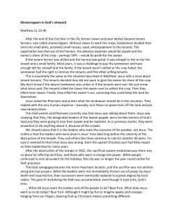 Sharecroppers in God`s vineyard Matthew 21:33