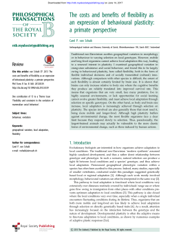 The costs and benefits of flexibility as an expression of behavioural