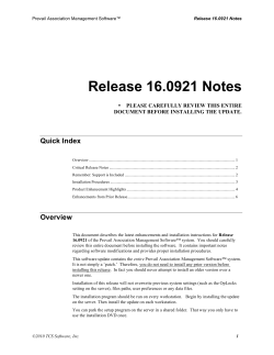 Prevail New Release Notes - 16.0921