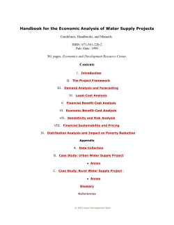 Handbook for the Economic Analysis of Water Supply