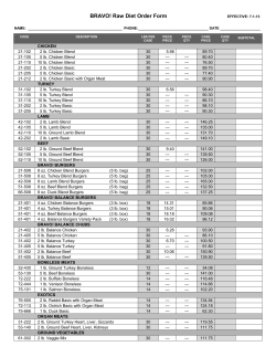 BRAVO RAW DIET ORDER FORM
