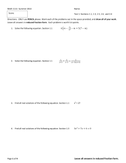 Leave all answers in reduced fraction form.
