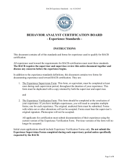 BACB Experience Standards