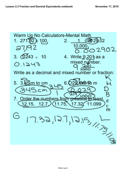 Lesson 2.3 Fraction and Decimal Equivalents.notebook