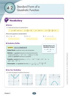 Standard Form of a Quadratic Function
