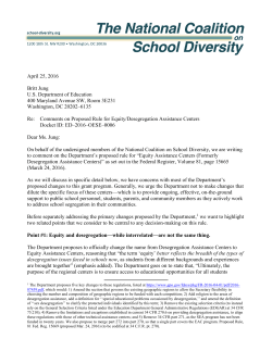 Comments on Proposed Rule for Equity/Desegregation Assistance