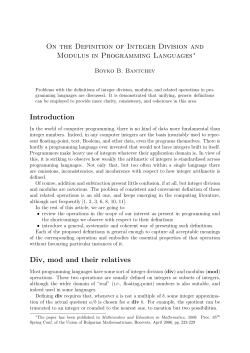 On the Definition of Integer Division and Modulus in Programming