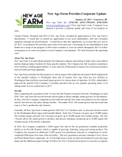 New Age Farm Provides Corporate Update