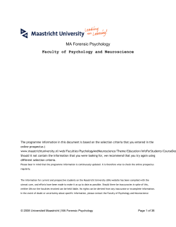 MA Forensic Psychology Faculty of Psychology and Neuroscience