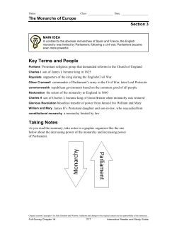 Constitutional Monarchy in England Guided Reading