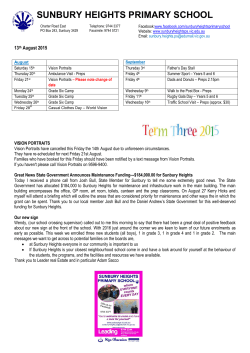 August 13th Newsletter - Sunbury Heights Primary School