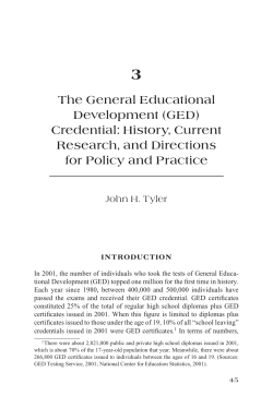 The General Educational Development (GED) Credential