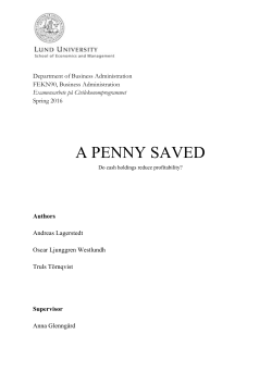 A PENNY SAVED - Lund University Publications
