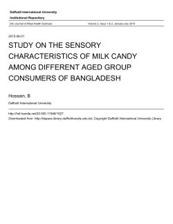 STUDY ON THE SENSORY CHARACTERISTICS OF MILK CANDY
