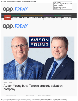 OPP.Today - Avison Young buys Toronto property valuation company