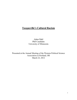 Tocqueville`s Cultural Racism - Western Political Science Association