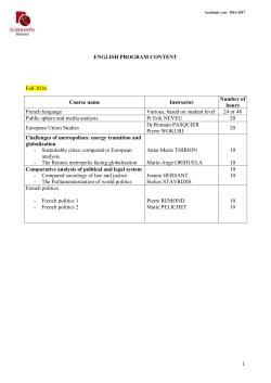 English program content - Fall 2016