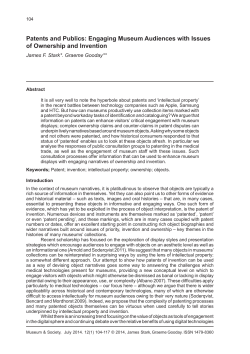Patents and Publics: Engaging Museum Audiences with Issues of
