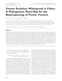 Venom Evolution Widespread in Fishes: A Phylogenetic Road Map