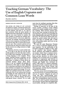 Teaching German Vocabulary: The Use of English Cognates and