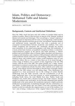 Islam, Politics and Democracy: Mohamed Talbi and Islamic Modernism