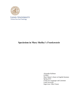 Speciesism in Mary Shelley`s Frankenstein