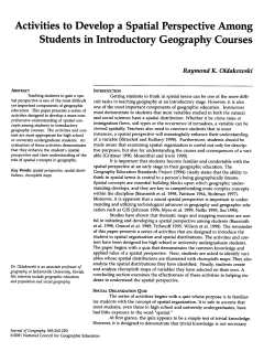 Activities to Develop a Spatial Perspective Among Students in