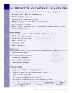 Citizenship Study Guide 3: 13 Colonies