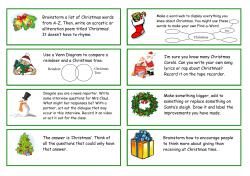 Brainstorm a list of Christmas words from A