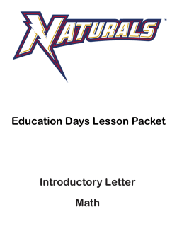 Education Days Lesson Packet Introductory Letter Math