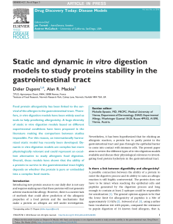 Static and dynamic in vitro digestion models to study proteins